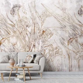 Abstract Floral Wallpaper Design, Customised, Beige, Customised