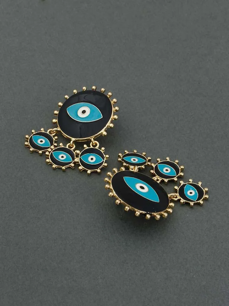 Black Steph Evil Eye Danglers