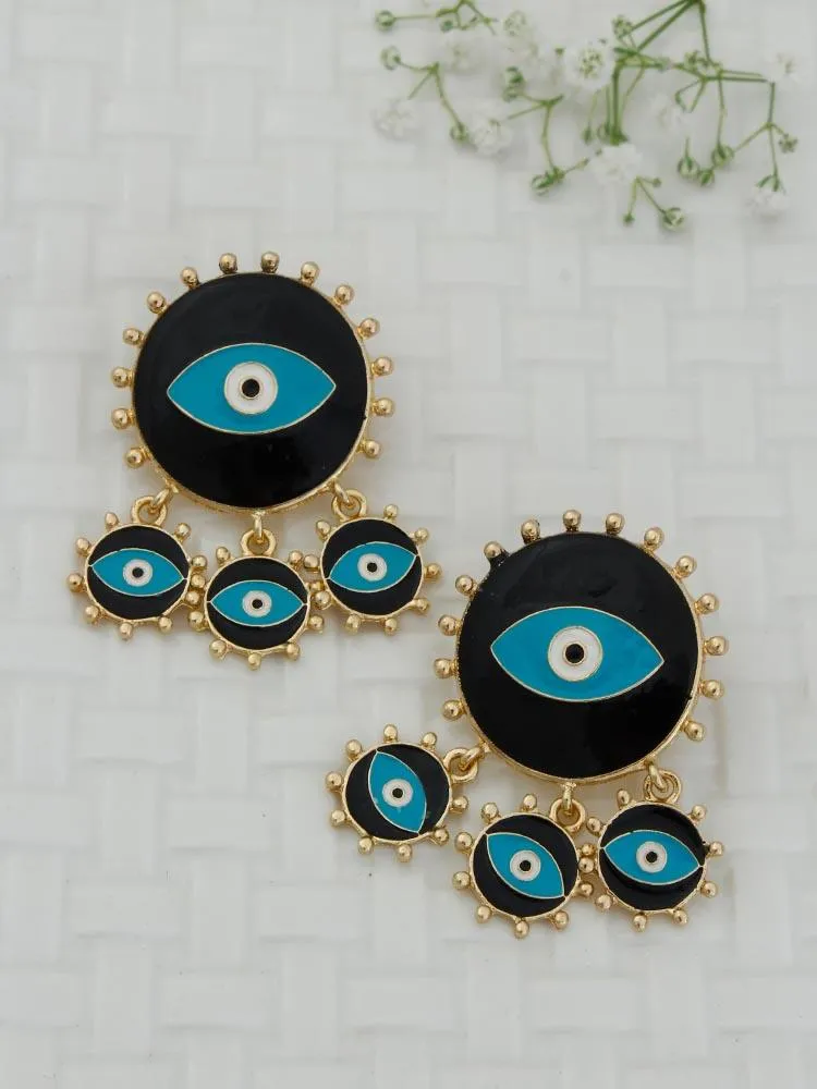 Black Steph Evil Eye Danglers