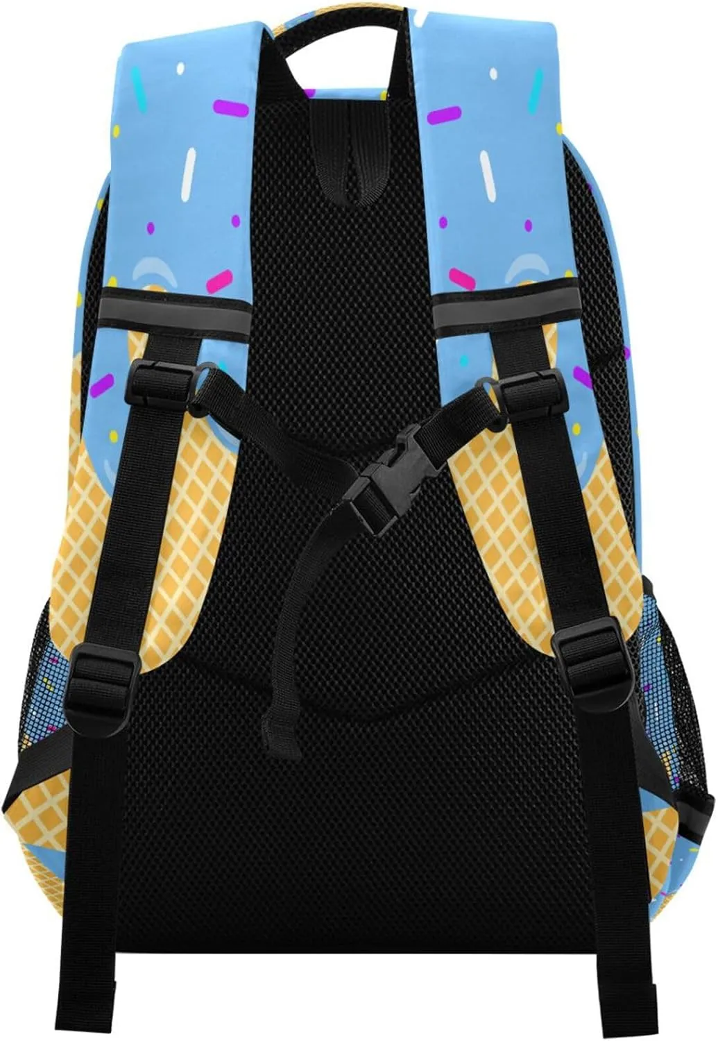 Blue Ice Cream Backpacks with Chest Strap,Lightweight Bookbags 17 Inch, Casual Daypack Bags