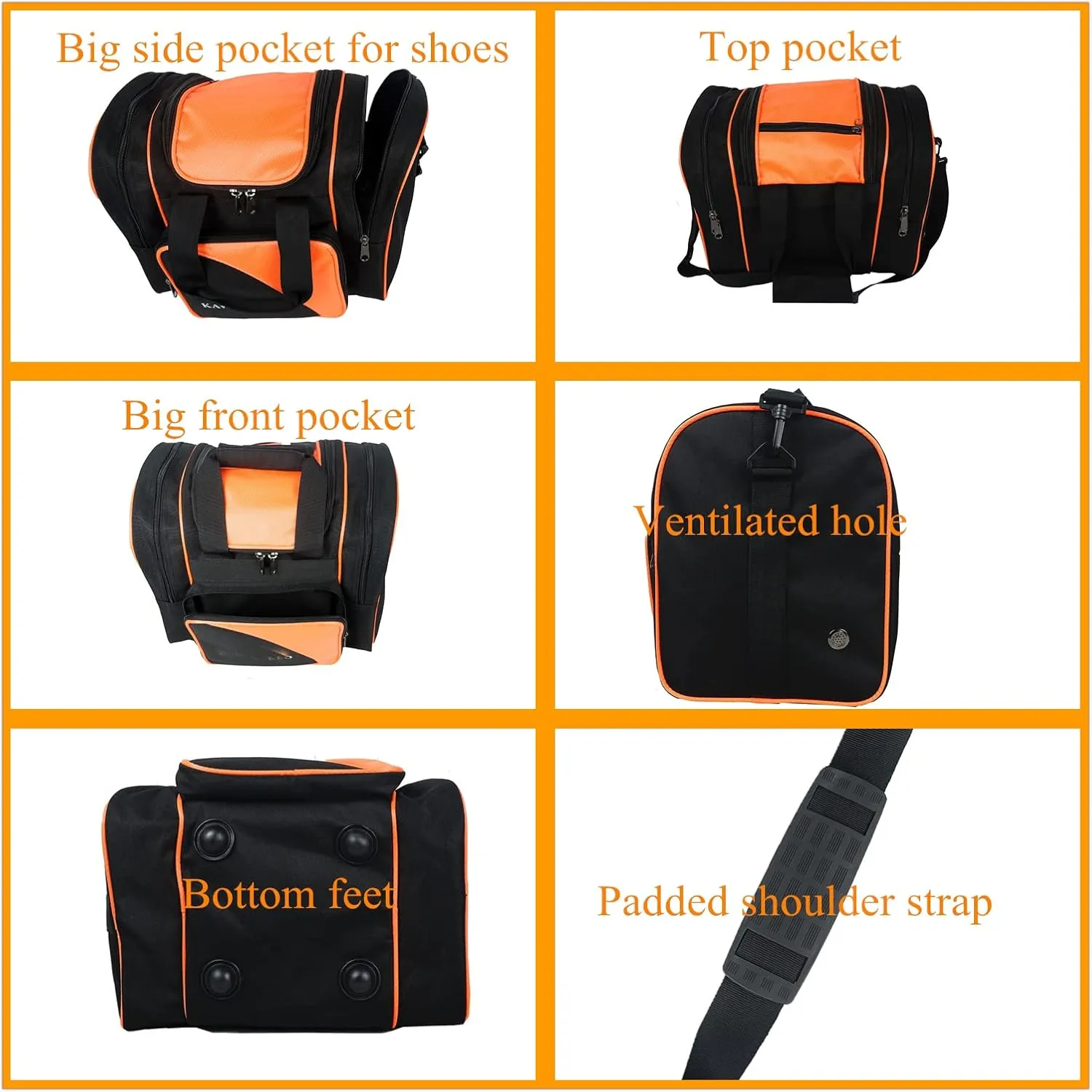 Bowling Bag for Single Ball - Single Ball Tote Bag with Padded Ball Holder - Fits a Single Pair of Bowling Shoes Up to Mens Size 14