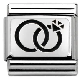 Classic PLATES OXIDIZED steel silver 925 Wedding rings  330102/29