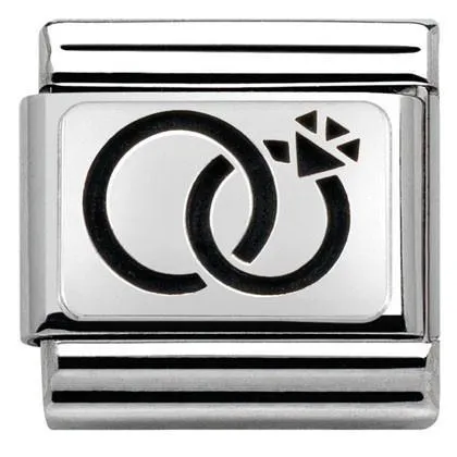 Classic PLATES OXIDIZED steel silver 925 Wedding rings  330102/29