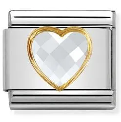Classic S/Steel, Bonded Yellow Gold & Heart Faceted CZ White 030610/010