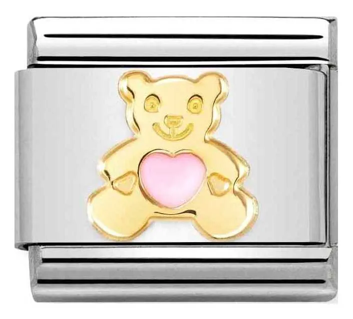 Classic SYMBOLS steel, enamel, 18k gold Pink Bear  030272/64