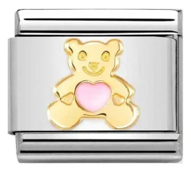 Classic SYMBOLS steel, enamel, 18k gold Pink Bear  030272/64