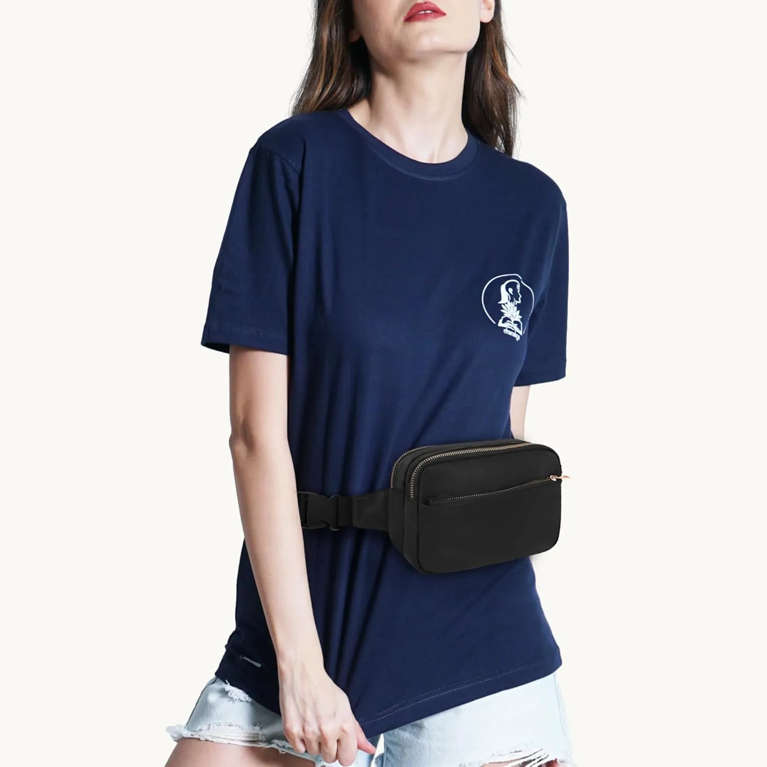 Fashion Fanny Bag-Waist Pack With Adjustable Belt Bag-Unisex Crossbody Pack For Travel Running Hiking-Black