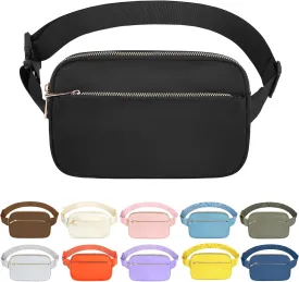 Fashion Fanny Bag-Waist Pack With Adjustable Belt Bag-Unisex Crossbody Pack For Travel Running Hiking-Black