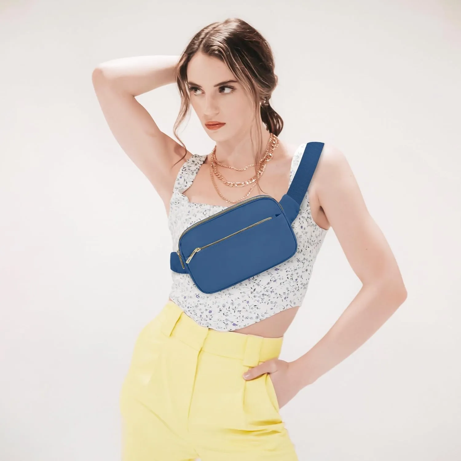 Fashion Fanny Bag-Waist Pack With Adjustable Belt Bag-Unisex Crossbody Pack For Travel Running Hiking-Blue