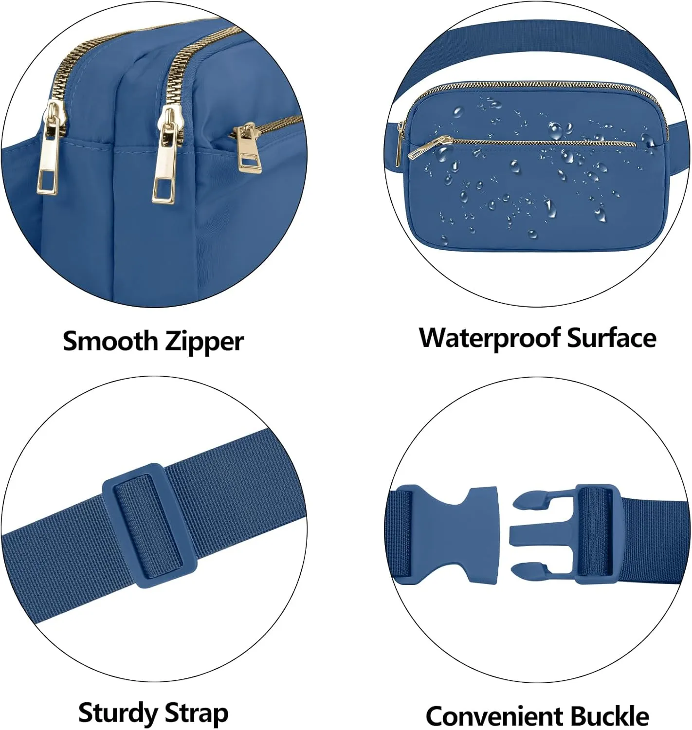 Fashion Fanny Bag-Waist Pack With Adjustable Belt Bag-Unisex Crossbody Pack For Travel Running Hiking-Blue
