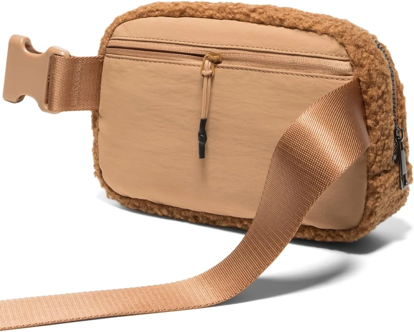 Gitus Fleece Belt Bag Sherpa Fanny Pack Crossbody Bags for Women Fashion Waist Packs with Adjustable Strap for Gym Travel Hiking Running Trending Gifts for Teen Girls Women Men (Light Brown)