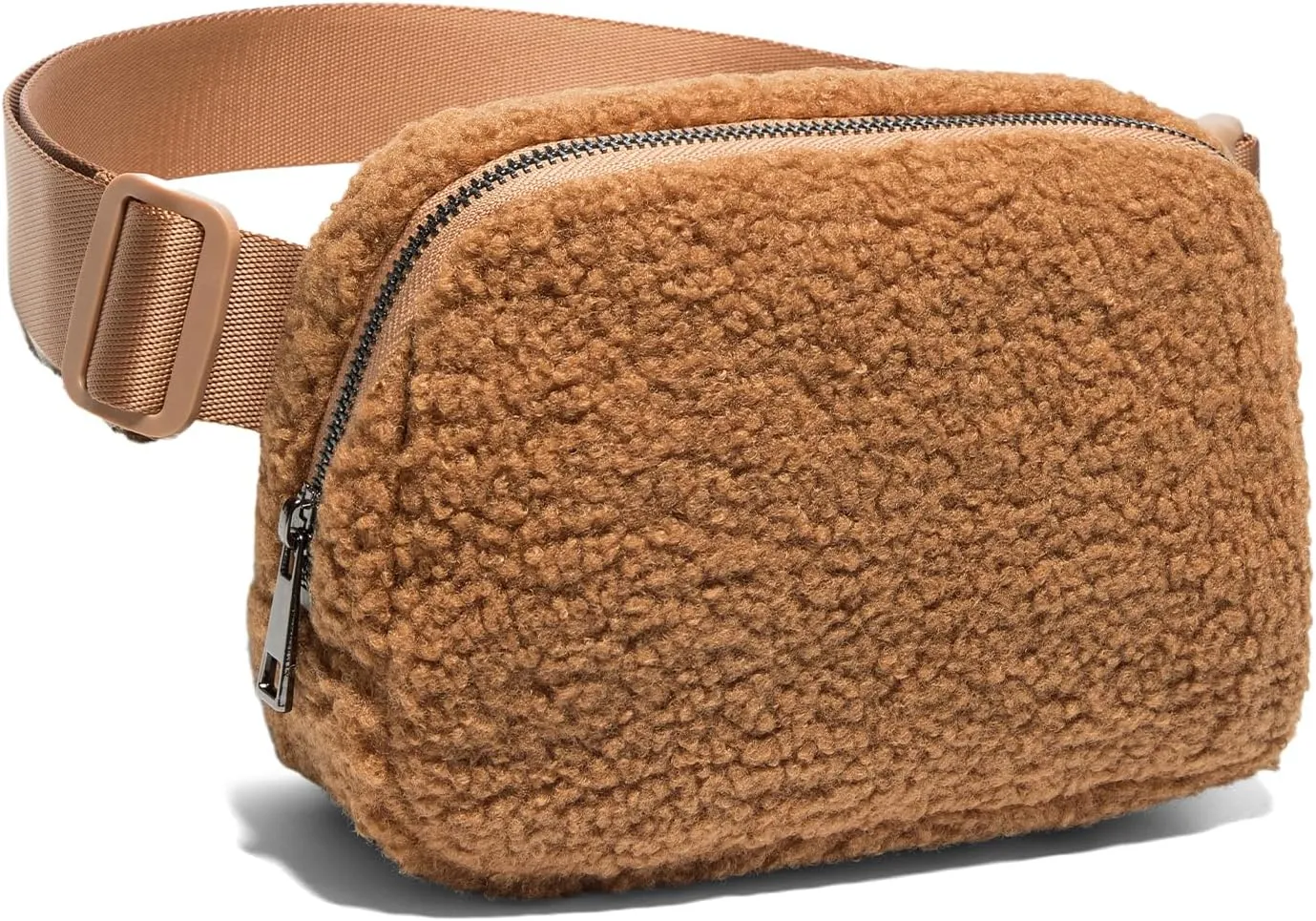 Gitus Fleece Belt Bag Sherpa Fanny Pack Crossbody Bags for Women Fashion Waist Packs with Adjustable Strap for Gym Travel Hiking Running Trending Gifts for Teen Girls Women Men (Light Brown)