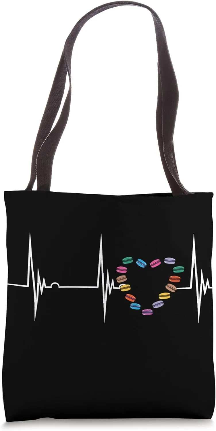 Heartbeat EKG Pulse Macaron Cookie Macaron Baker Macarons Tote Bag