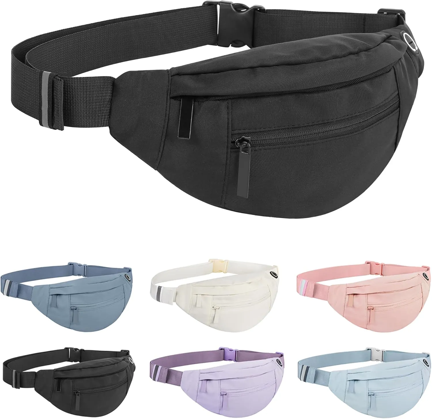 Large Fanny Pack For Women And Man Crossbody Bag Cross body Bag With Adjustable Strap For Travel Running Hiking Walking Workout Black