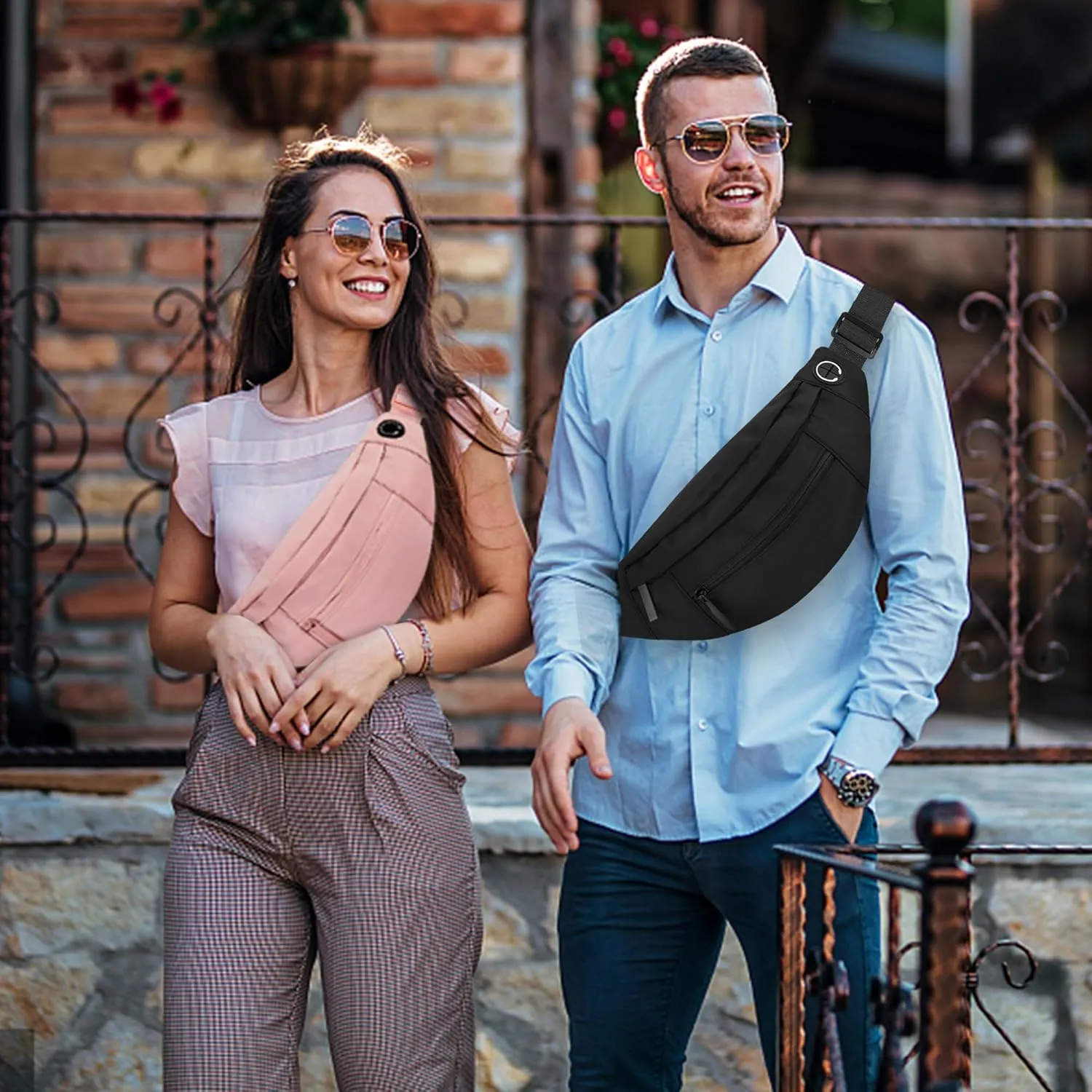 Large Fanny Pack For Women And Man Crossbody Bag Cross body Bag With Adjustable Strap For Travel Running Hiking Walking Workout Black