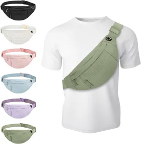 Large Fanny Pack For Women And Man Crossbody Bag Cross body Bag With Adjustable Strap For Travel Running Hiking Walking Workout Khaki Green