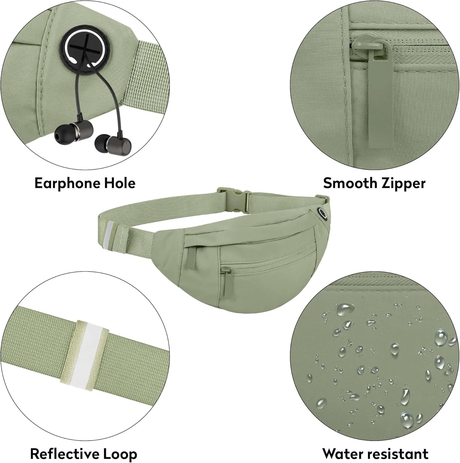Large Fanny Pack For Women And Man Crossbody Bag Cross body Bag With Adjustable Strap For Travel Running Hiking Walking Workout Khaki Green