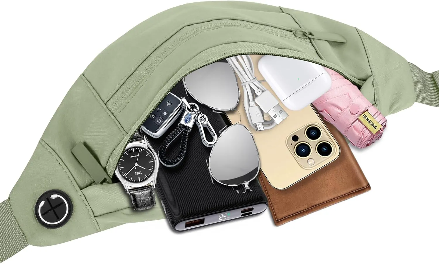 Large Fanny Pack For Women And Man Crossbody Bag Cross body Bag With Adjustable Strap For Travel Running Hiking Walking Workout Khaki Green