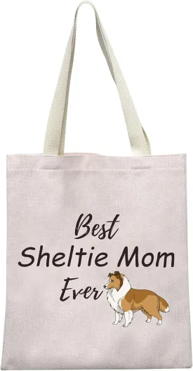 MEIKIUP Sheltie Dog Lover Gift Sheltie Mom Makeup Bag Sheepdog Mama Shetland Sheepdogs Gift Sheltie Owner Travel Cosmetic Bag (Sheltie Mom tote bag)
