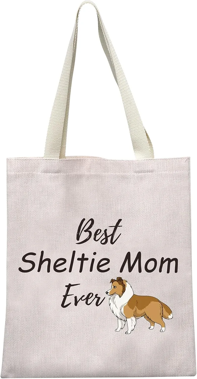 MEIKIUP Sheltie Dog Lover Gift Sheltie Mom Makeup Bag Sheepdog Mama Shetland Sheepdogs Gift Sheltie Owner Travel Cosmetic Bag (Sheltie Mom tote bag)