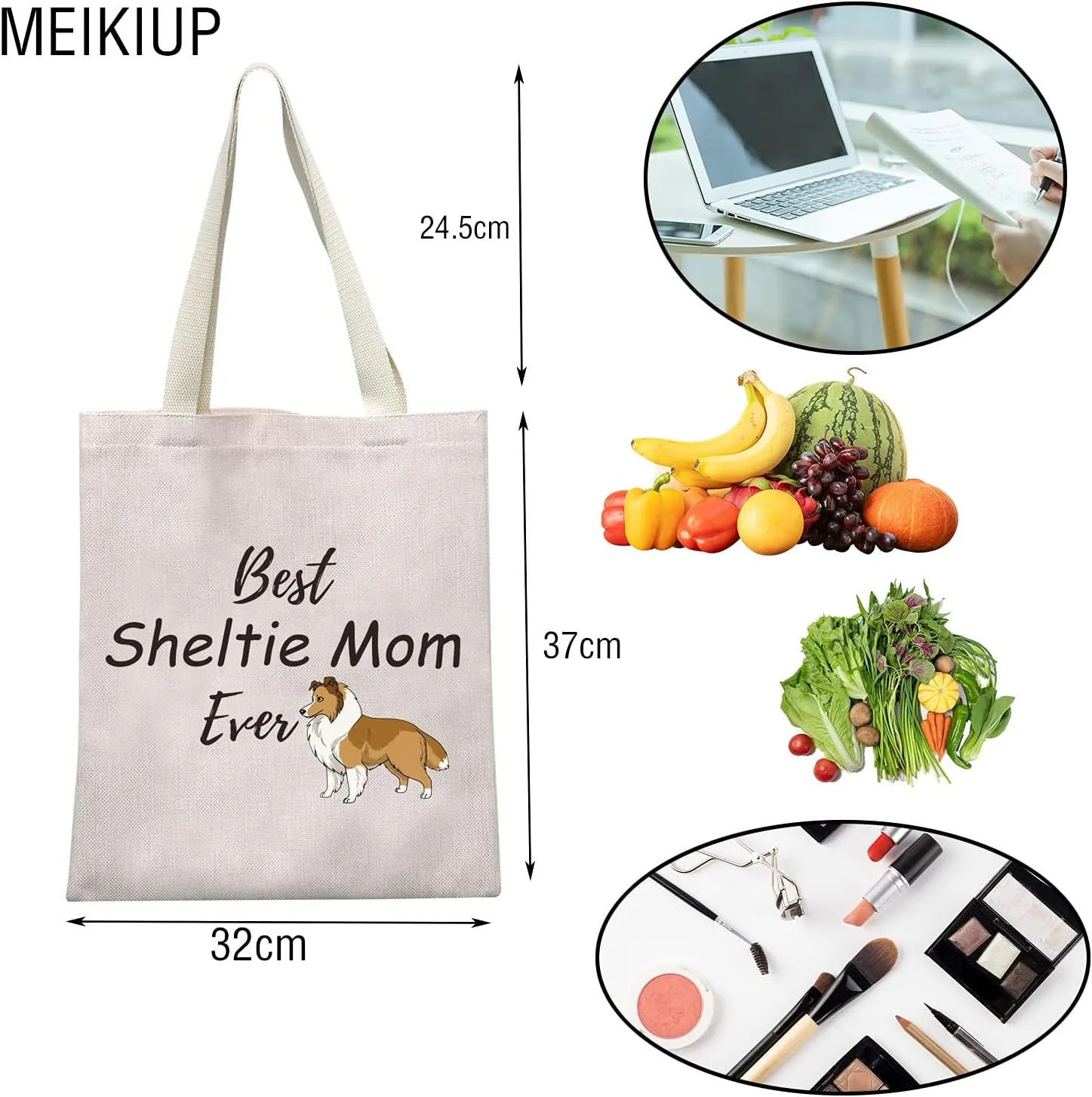 MEIKIUP Sheltie Dog Lover Gift Sheltie Mom Makeup Bag Sheepdog Mama Shetland Sheepdogs Gift Sheltie Owner Travel Cosmetic Bag (Sheltie Mom tote bag)