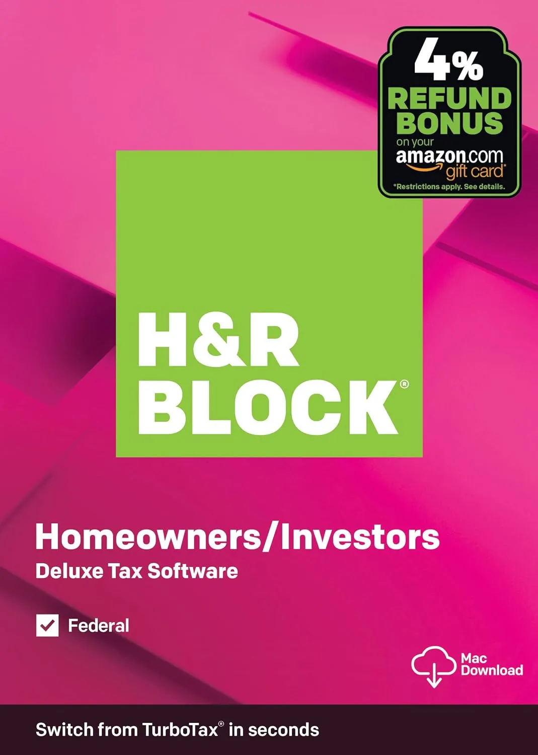 [OLD VERSION] H&R Block Tax Software Deluxe 2019 [Federal Only] [Amazon Exclusive] [Mac Download]