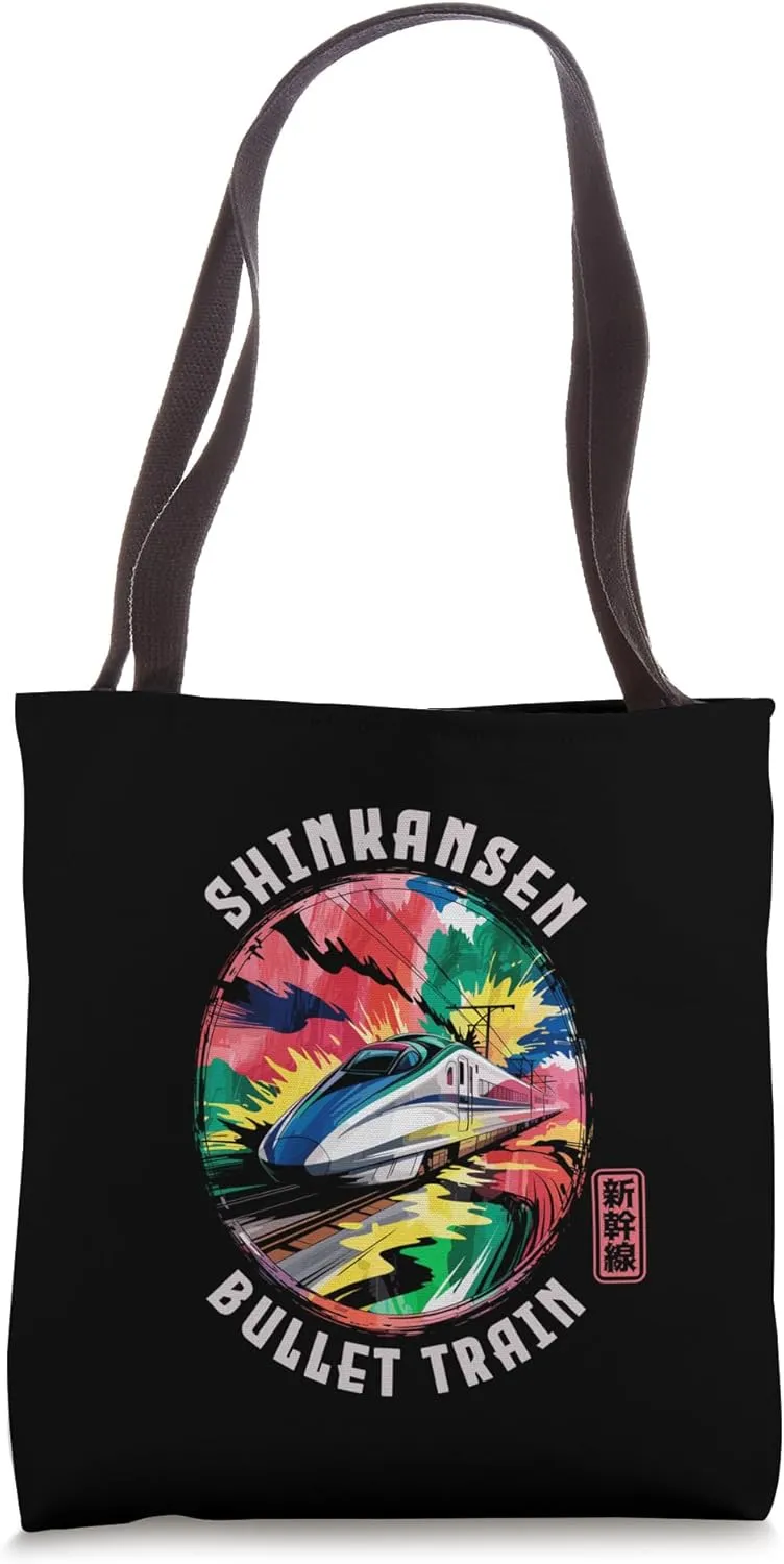 Shinkansen Bullet Train Mount Fuji Japan Kanji Souvenir Tote Bag