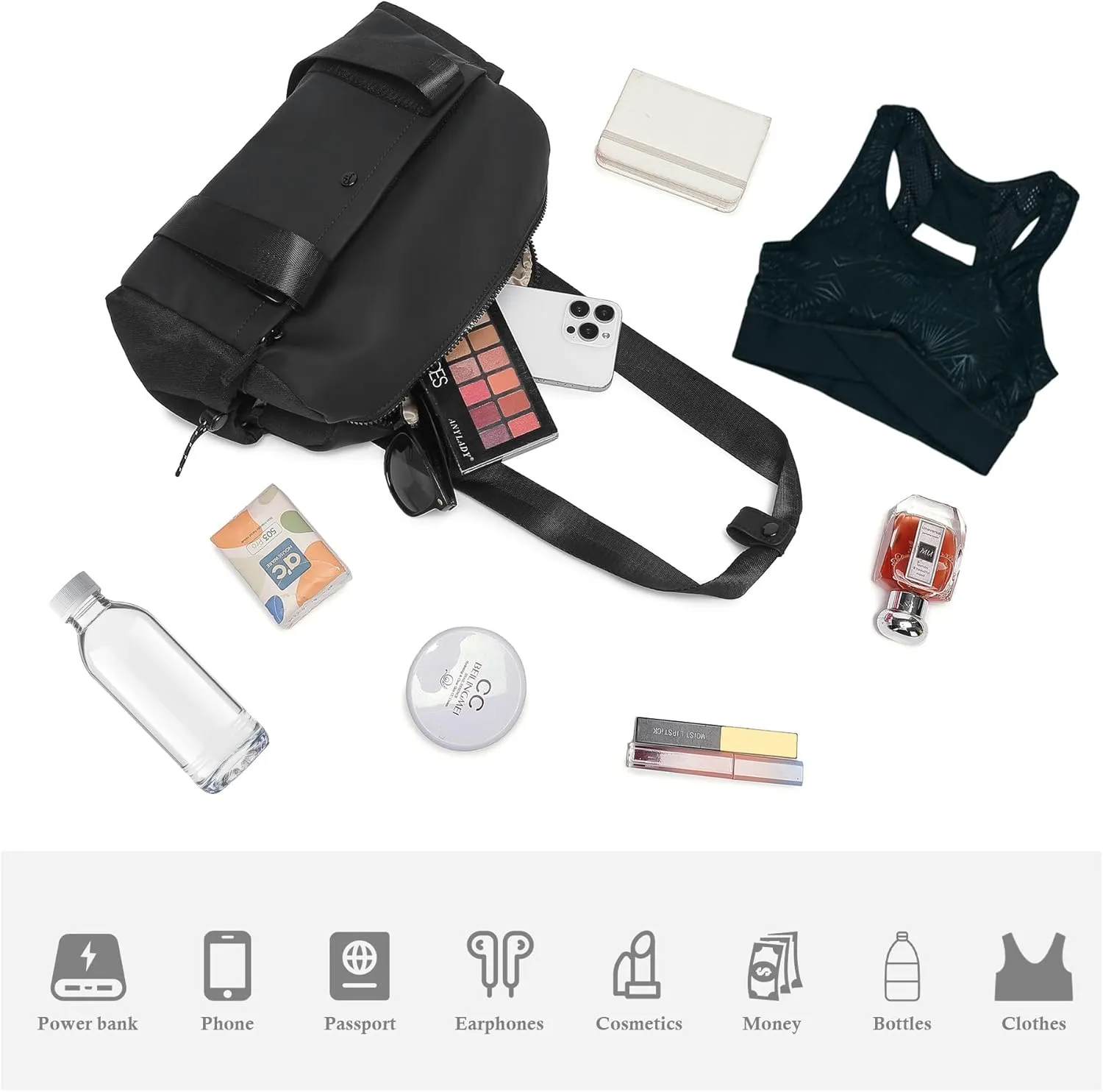Small Gym Bag For Women Mini Gym Duffle Bag with Wet Compartment Waterproof SportsBlack Small