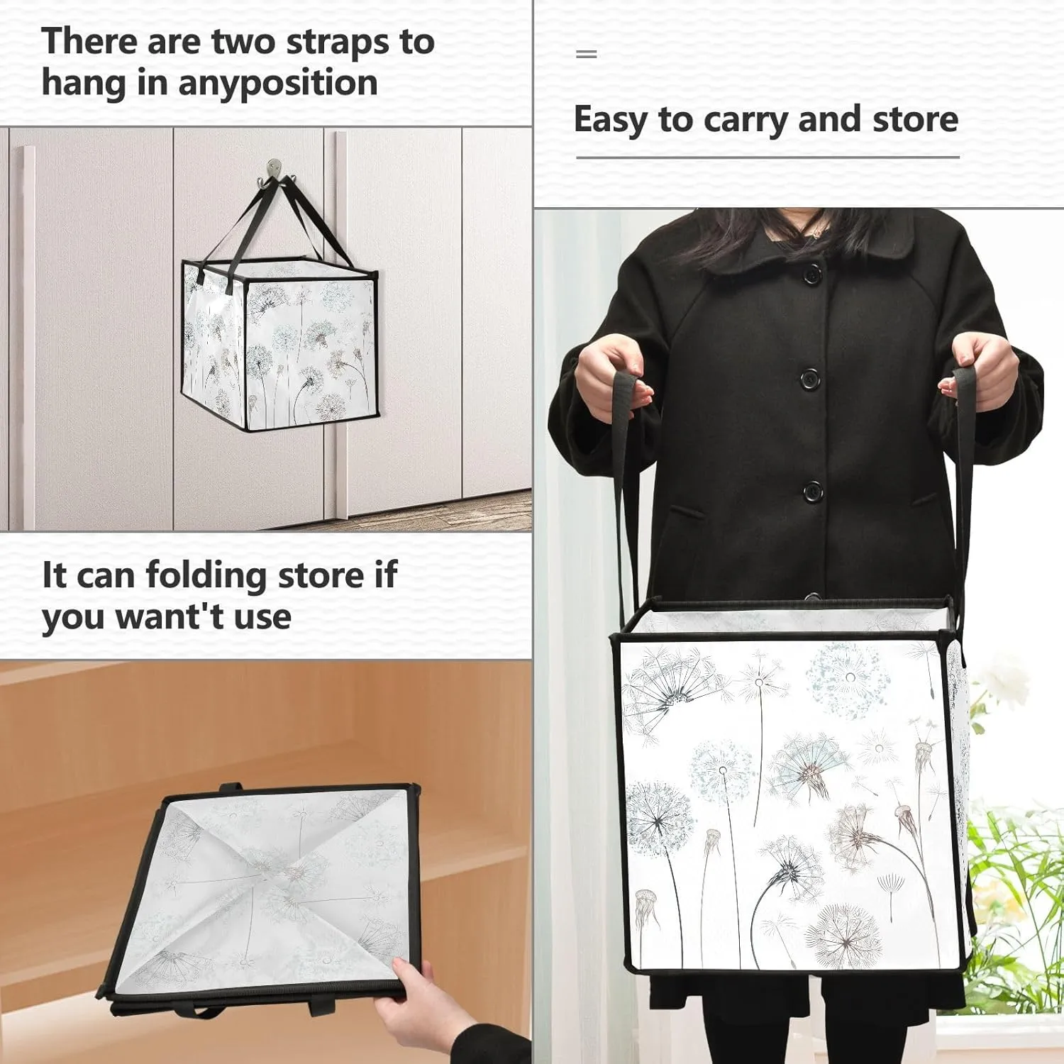 susiyo Laundry Basket Dandelions Collapsible Laundry Hamper Bag with Handles for Bathroom Dorm - 13 inch