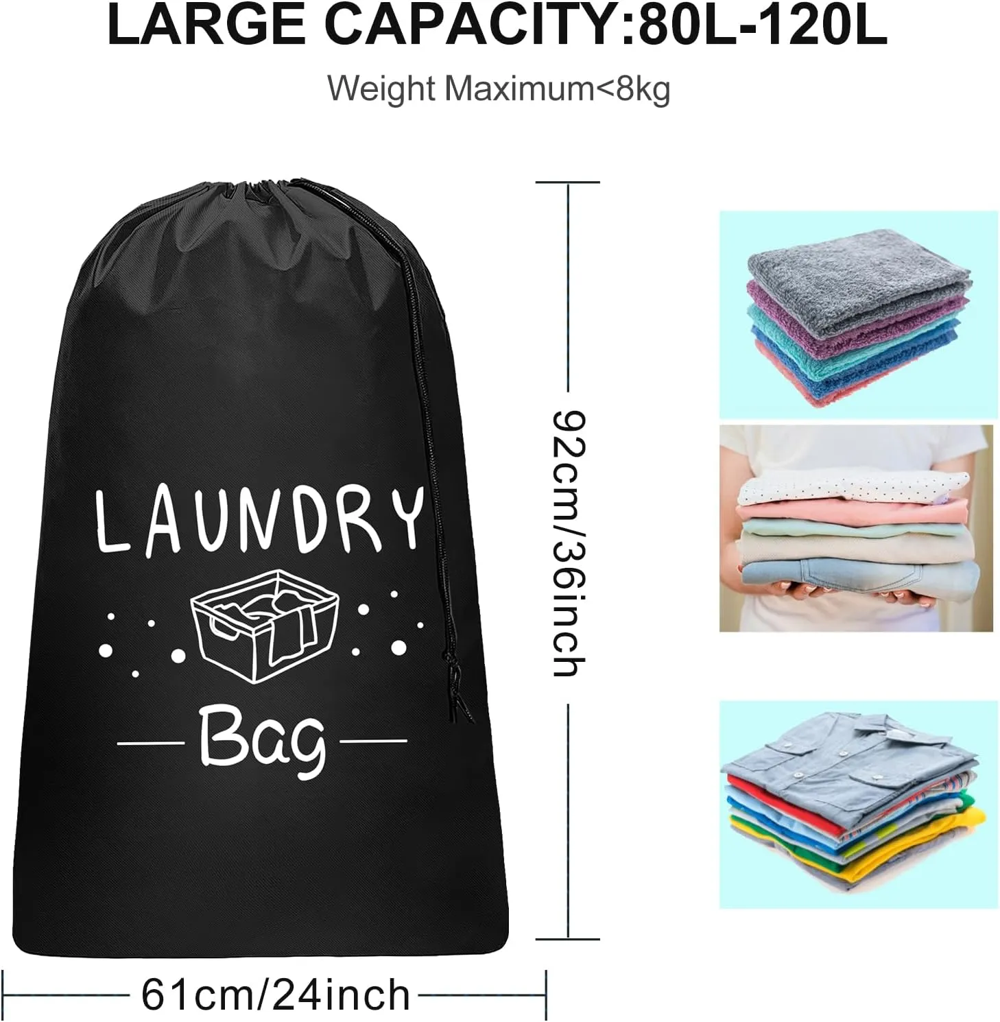 Sylfairy 2 Pack Extra Large Travel Laundry Bag, Rip-Stop Dirty Clothes Shoulder Bag with Drawstring, Heavy Duty Travel Laundry Bag, Large Laundry Hamper Liner (Black Green, 24" x 36")