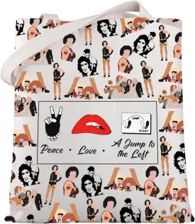 WSNANG Horror Show Musical Gifts Peace Love Jump to The Left Tote Purse Shoulder Bag Horror Movie Themed Bag